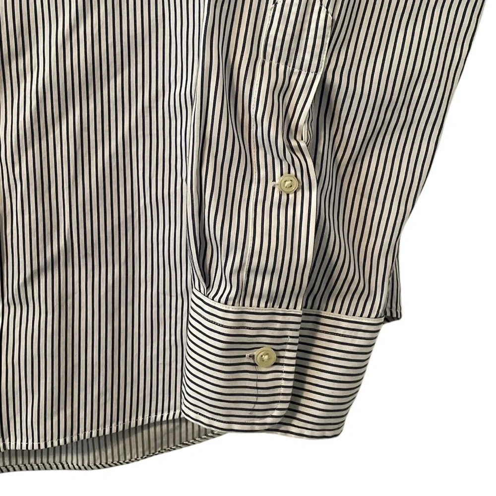 Polo Ralph Lauren Men’s White Blue Striped‎ Signature Button Up Shirt Size M